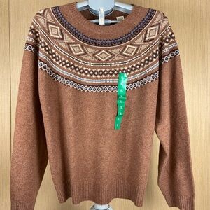 Weatherproof Men's Tan Patterned Crewneck Sweater
